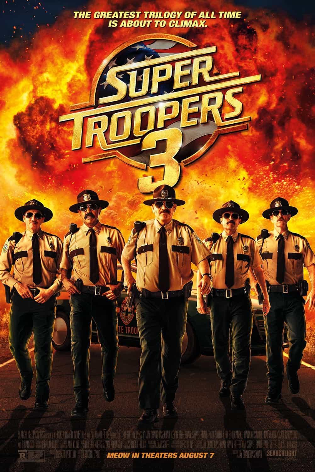 New poster has been released for Super Troopers 3 which stars Brian Cox and Lisa Gilroy - movie UK release date 7th August 2026